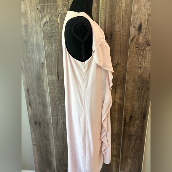 BCBGMaxAzria Dusty Pink Asymmetrical Ruffle Mini Dress Women's Size Medium - Picture 11 of 15